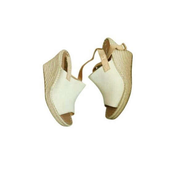 Toms Size 10 Canvas Slingback Rope Covered Wedge Heels Shoes NEW - Picture 3 of 5